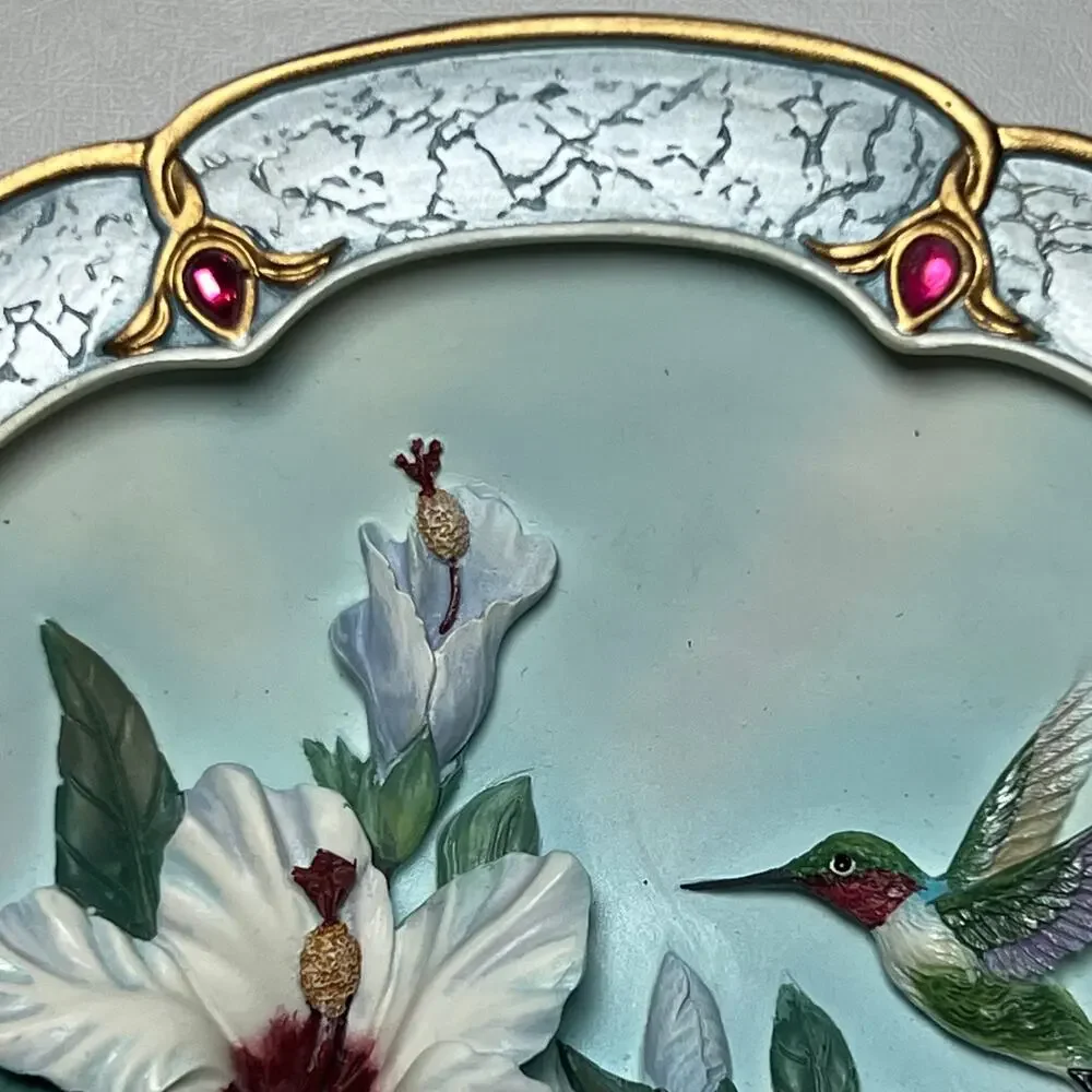 Lena Liu 3D Morning Jewels Rose Colored Dawn Hummingbird Plate Bradford Exchange